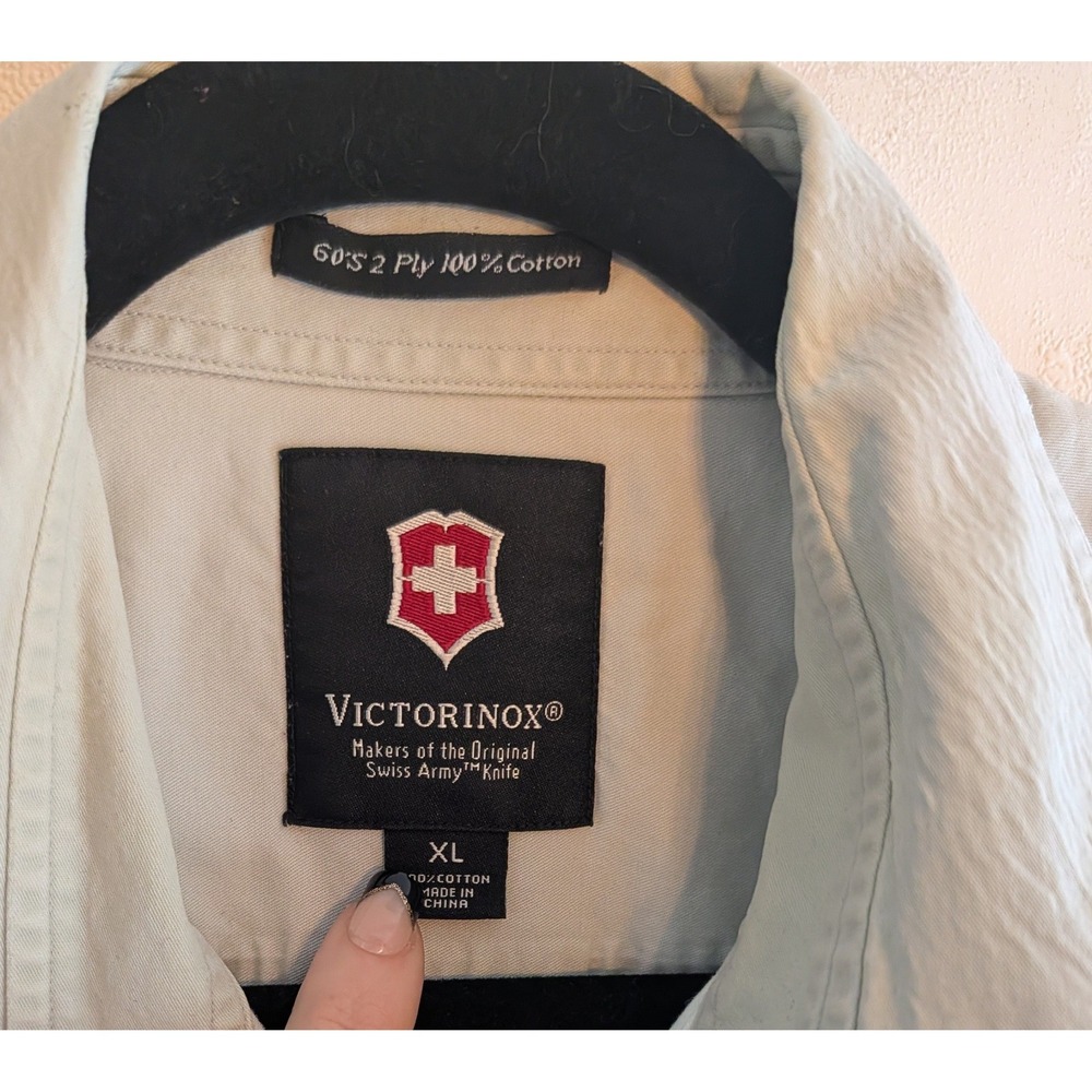 Victorinox Swiss Army Mens XL Khaki Cotton Button Down Shirt Type A-2 Utility - Picture 3 of 6